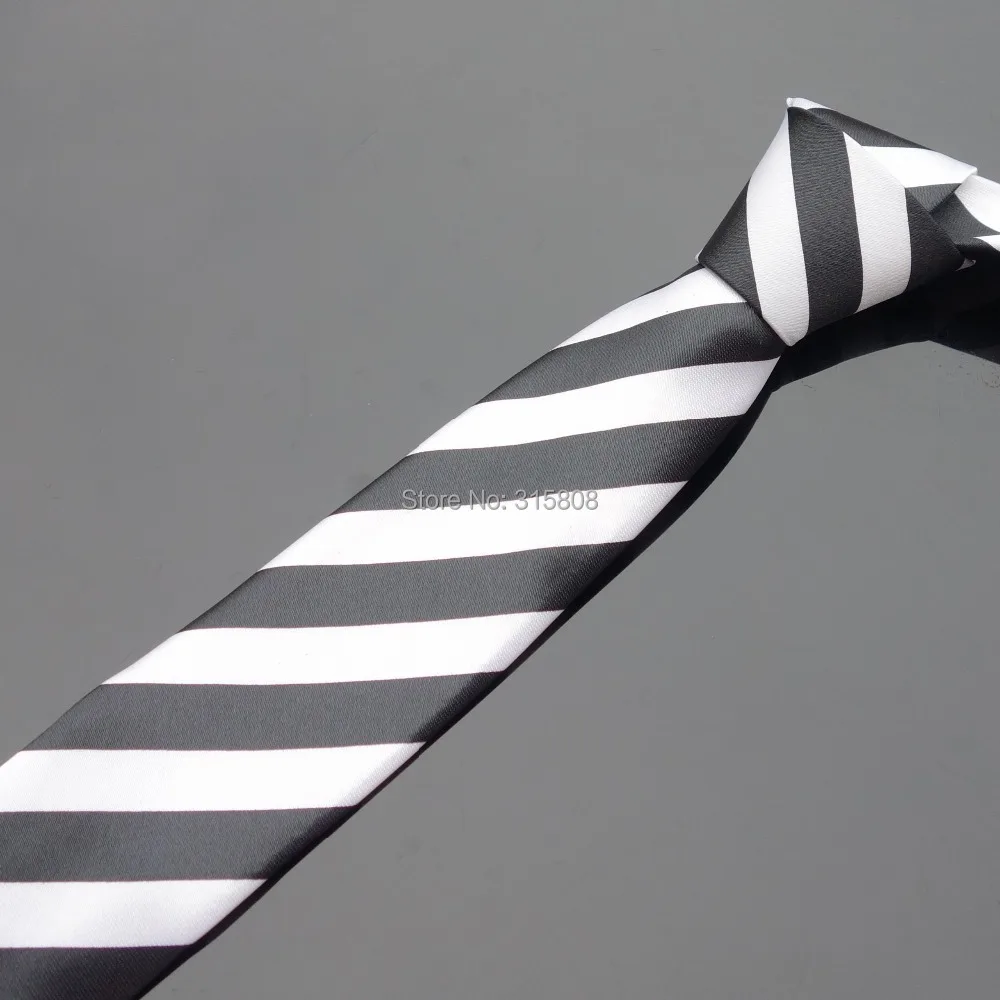 Ikepeibao Для мужчин узкие галстуки печатные узкий галстук черный, белый цвет в широкую полоску галстук для Бизнес свадьба праздник