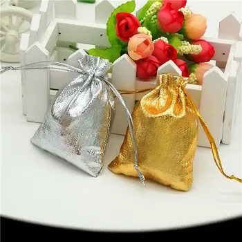 

500pcs/lot 11x16 13x18cm 15x20 17x23 cm Gold/Silver Jewelry Gift Bags Organza Drawstring bags Wedding Packing Gift Bags