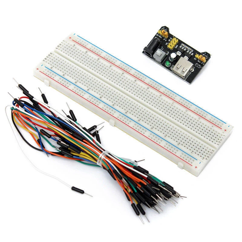MB102 Breadboard Protoboard Prototype Solderless MB102 Power Supply Module 3.3V 5V Breadboard 830 Point 65PCS Jumper Cable Wires (5)