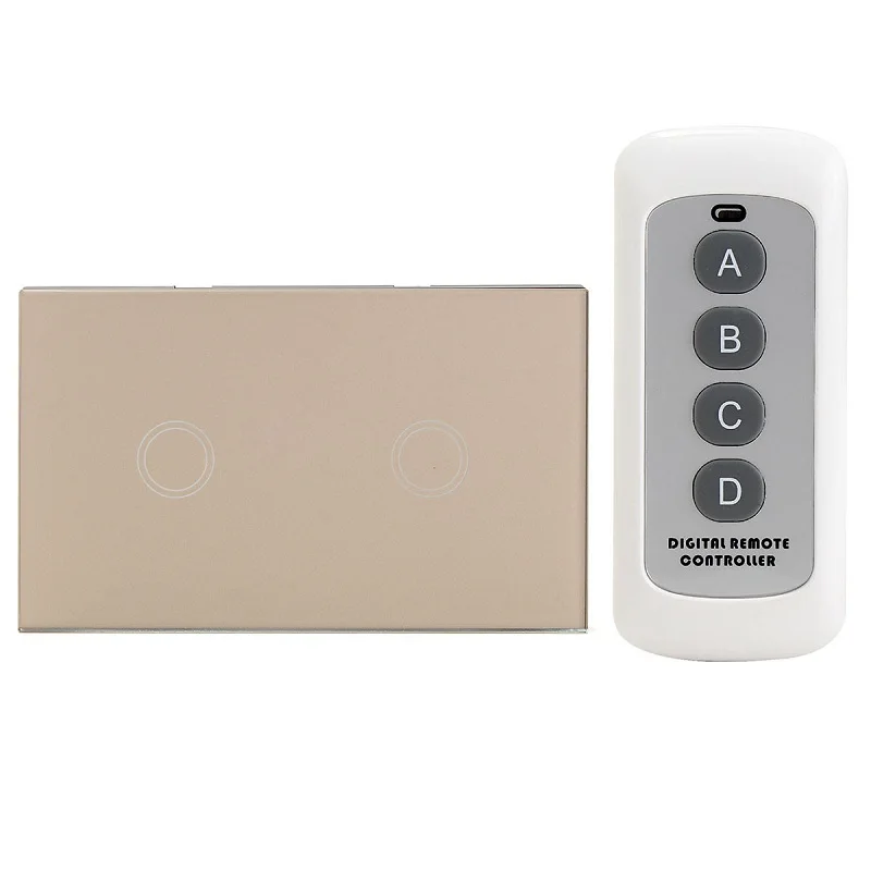 

US Standard 2 Gang 1 Way Remote Control Switch, Smart Wall Light Switch, for Touch Light Switch For Smart Home High Quality