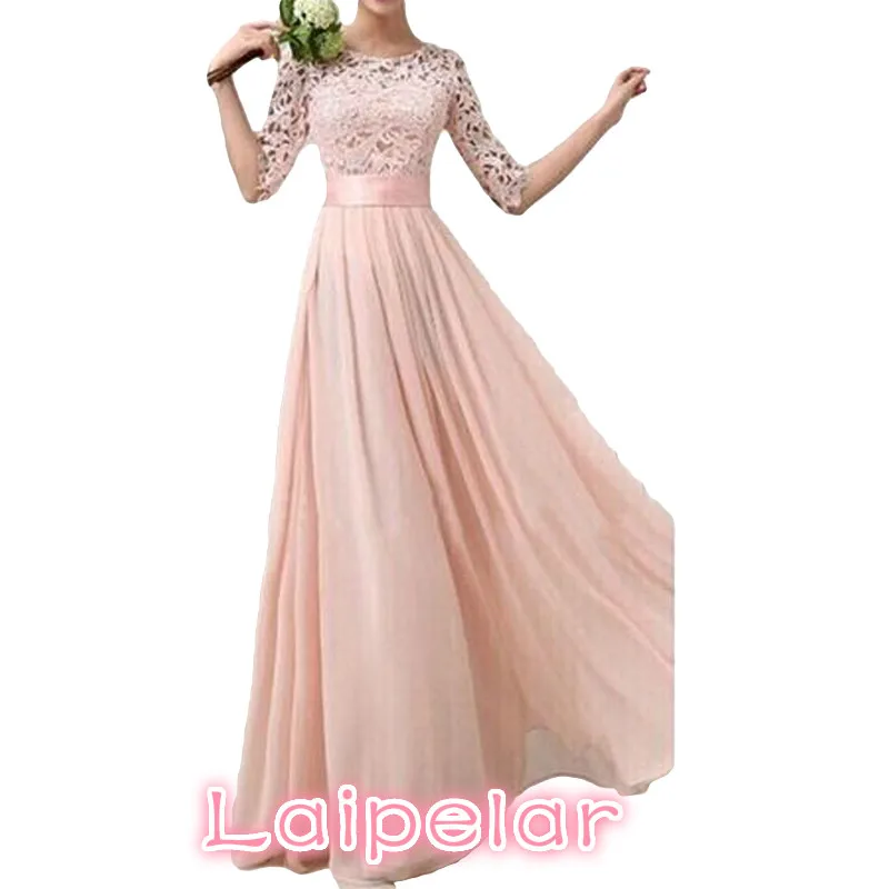 5XL женское платье большого размера, кружевное Шифоновое Платье макси с рукавом до локтя, элегантное платье принцессы для вечеринки, Vestido Longo Robe Femme