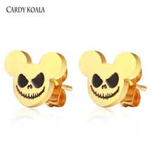 Женские классические серьги с Микки на Хэллоуин, модные золотые/серебряные ювелирные изделия, серьги из нержавеющей стали