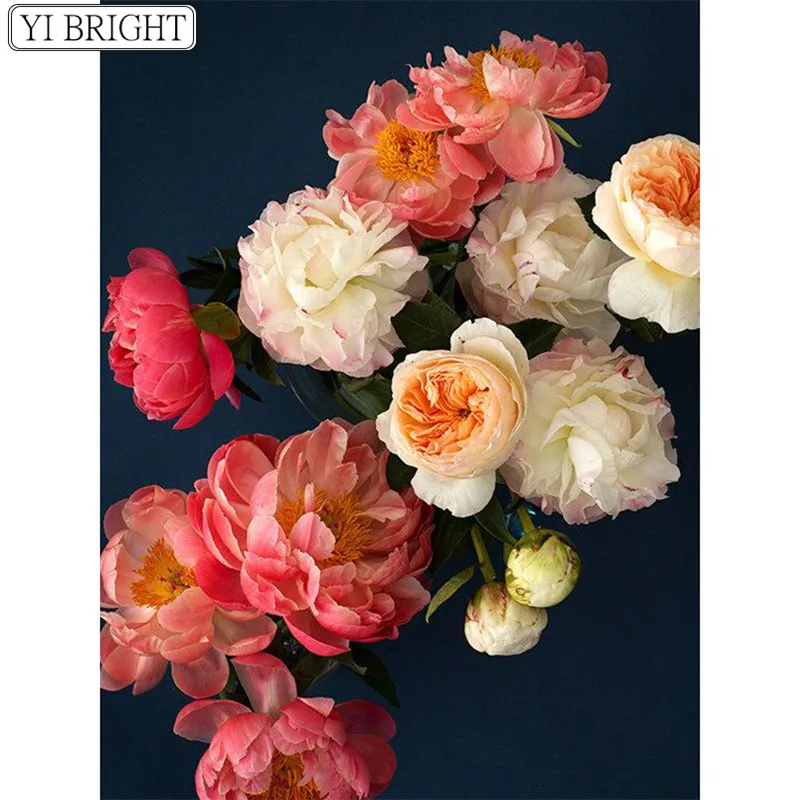 

5D DIY Full Square Diamond Painting Cross Stitch Colored flowers 3D Diamond Embroidery Rhinestone Mosaic Home Decor