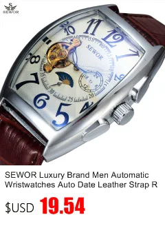 SEWOR Роскошные брендовые механические часы, мужские часы со скелетонным циферблатом, римские повседневные наручные часы, мужские механические наручные часы