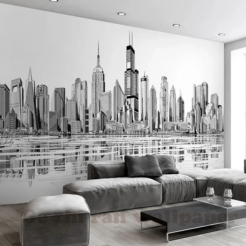 

Gezhiran Custom 3D Photo Mural Wallpaper Modern simple City livingroom bedroom Office backdrop WallPaper Interior home Decor