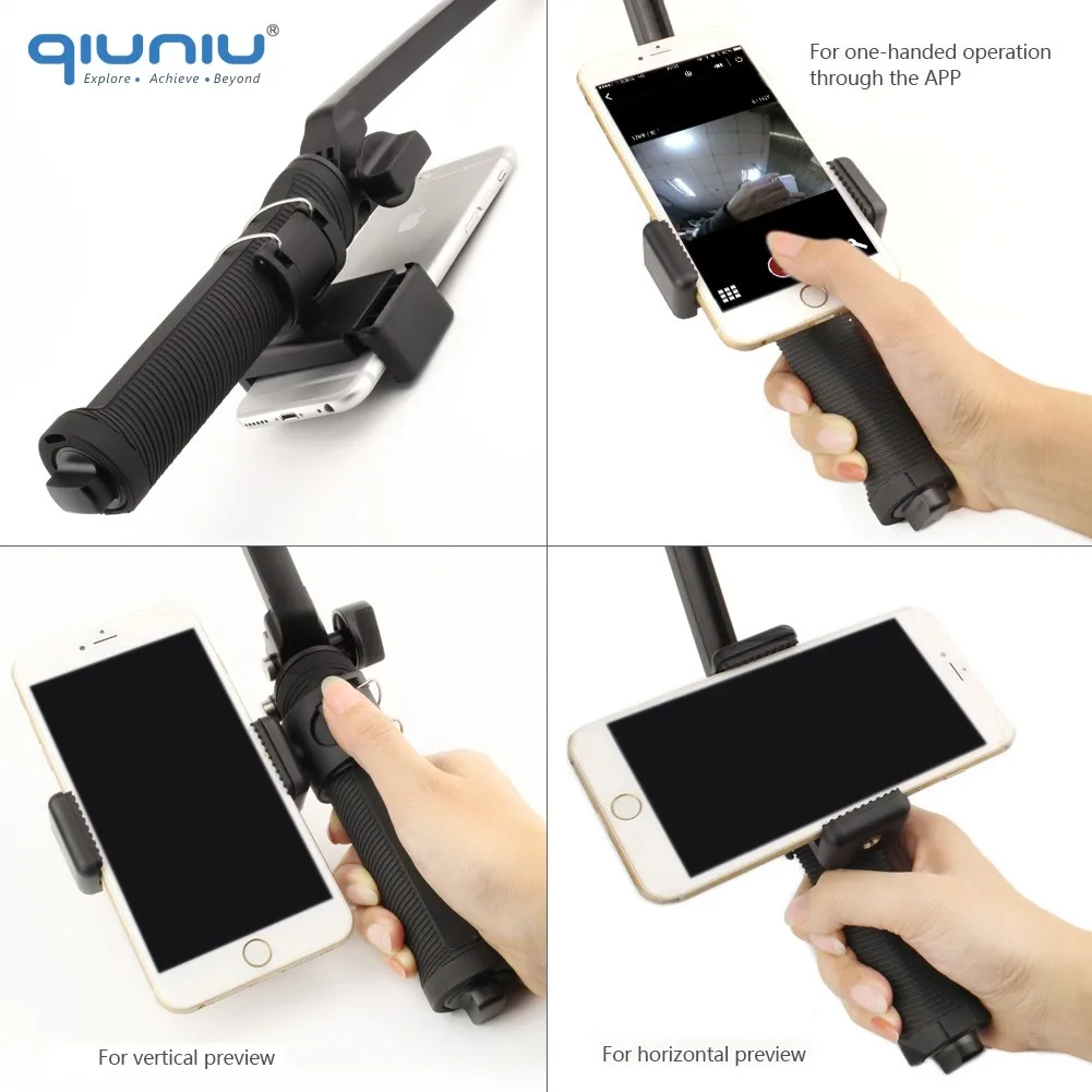 QIUNIU APP держатель для мобильного телефона Зажим адаптер крепление аксессуар для GoPro Hero 7 6 5 4 3 камера 3-полосная рукоятка кронштейн штатива