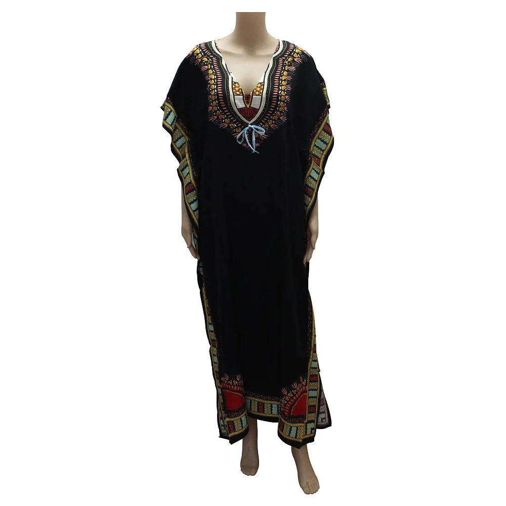 Dashikiage женское платье кафтан Дашики хиппи бохо Макси платье бюст: 68 см - Цвет: black