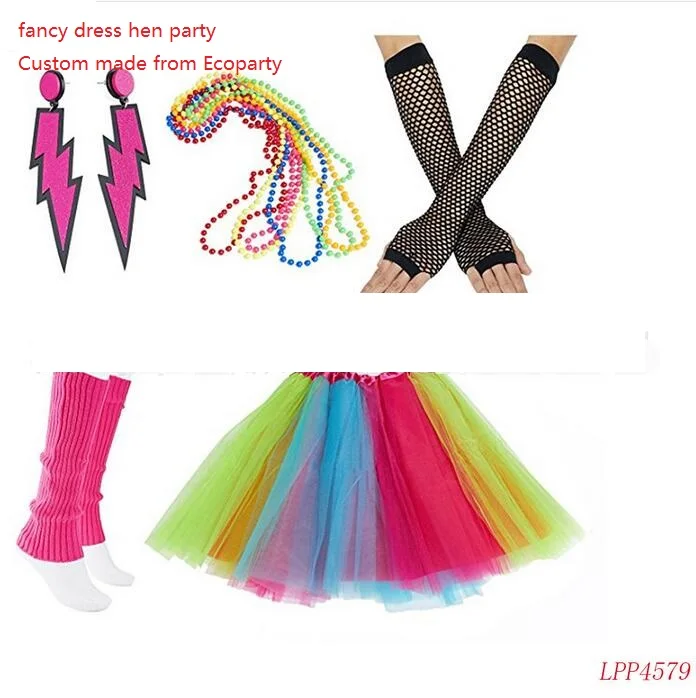 Neon Tutu Skirt I love 80s Fancy Dress Hen Party fun run Rock n Roll 18" Length 