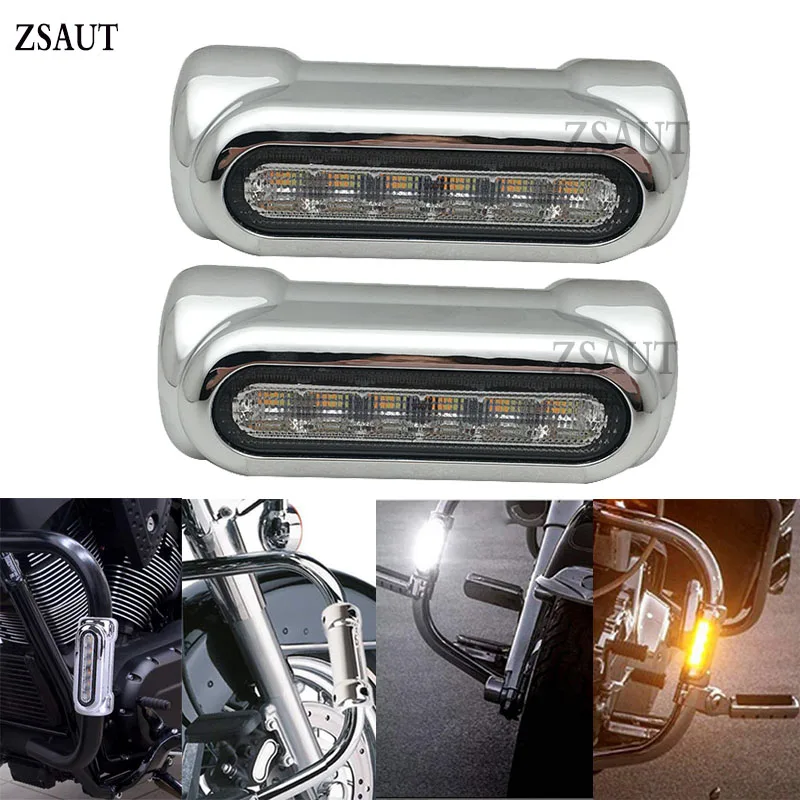 

Motorcycle Highway Bar Switchback White Amber LED Turn Signal Light Victory Crash Bars FOR fit Motorcycle Touring