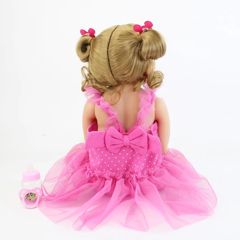 55 см полный силиконовый корпус блонд Кукла реборн кукла игрушка виниловая новорожденная принцесса малыш младенцы Bebe девочка подарок на день рождения Купание игрушка