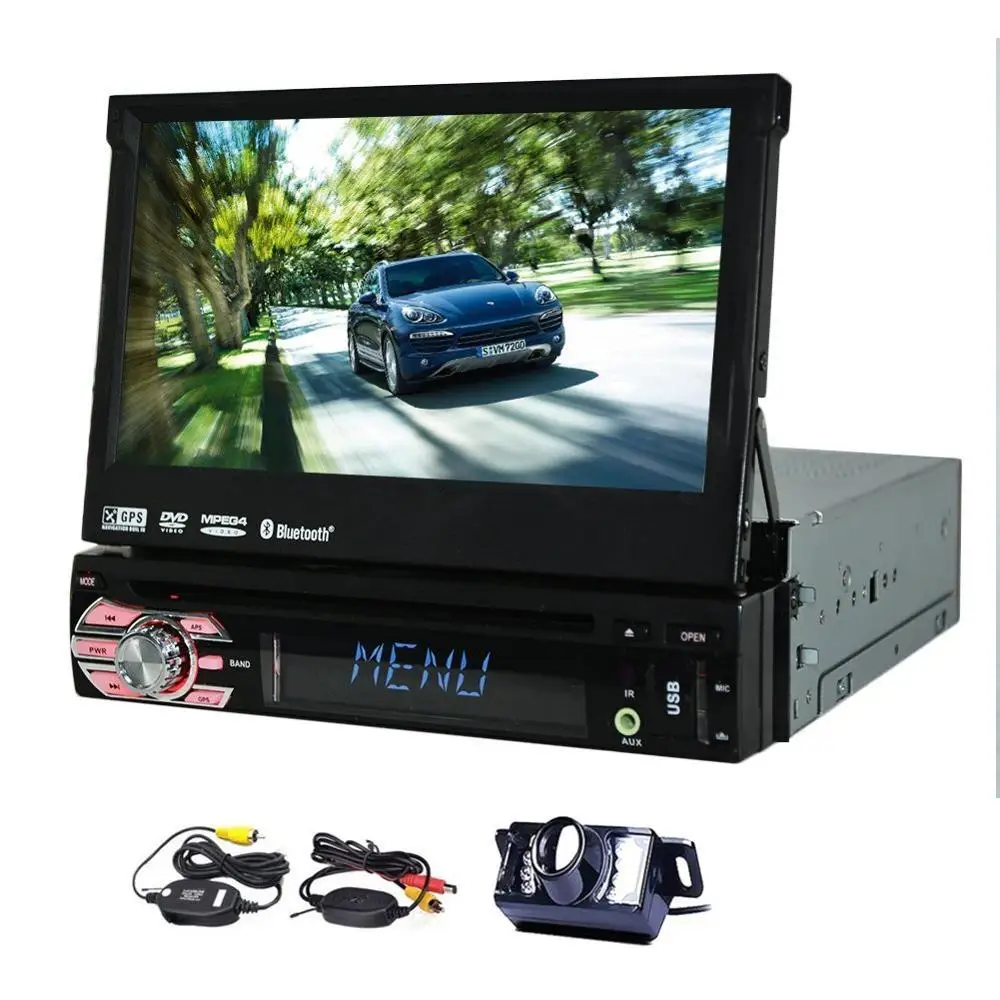 

1 din Car DVD Stereo Audio GPS Navigation Bluetooth MP4 MP5 Aux Wireless Free Camera USB/SD/TF FM/AM/RDS Radio One din In-Dash