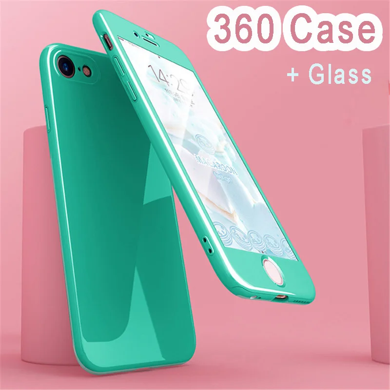 

New Generation 360 Case + Glass for iPhone X 8 7 6s Plus Full Body Protective Cover for Coque iPhone6 iPhone7 iPhone8 funda