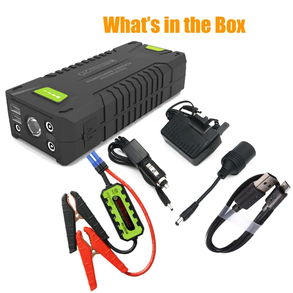 BIYI 12V 20000mAh Mini Portable Multifonctionnel De Voiture Jump Starter Power Booster Chargeur de Batterie Emergency Start Charger noir