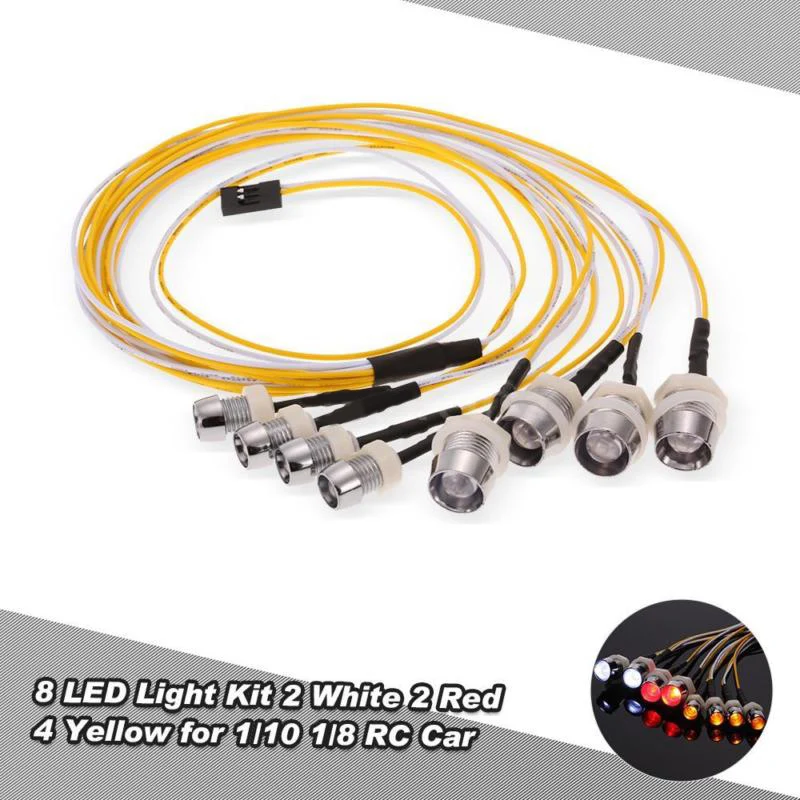 

Durable 8LED Light Kit For 1/10 Traxxas Redcat RC4WD RC Car K3E5 New