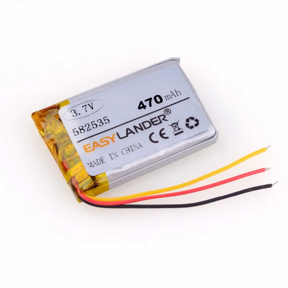 Модель видеорегистратора 582535 SP5 470mAh перезаряжаемый литий полимерный аккумулятор