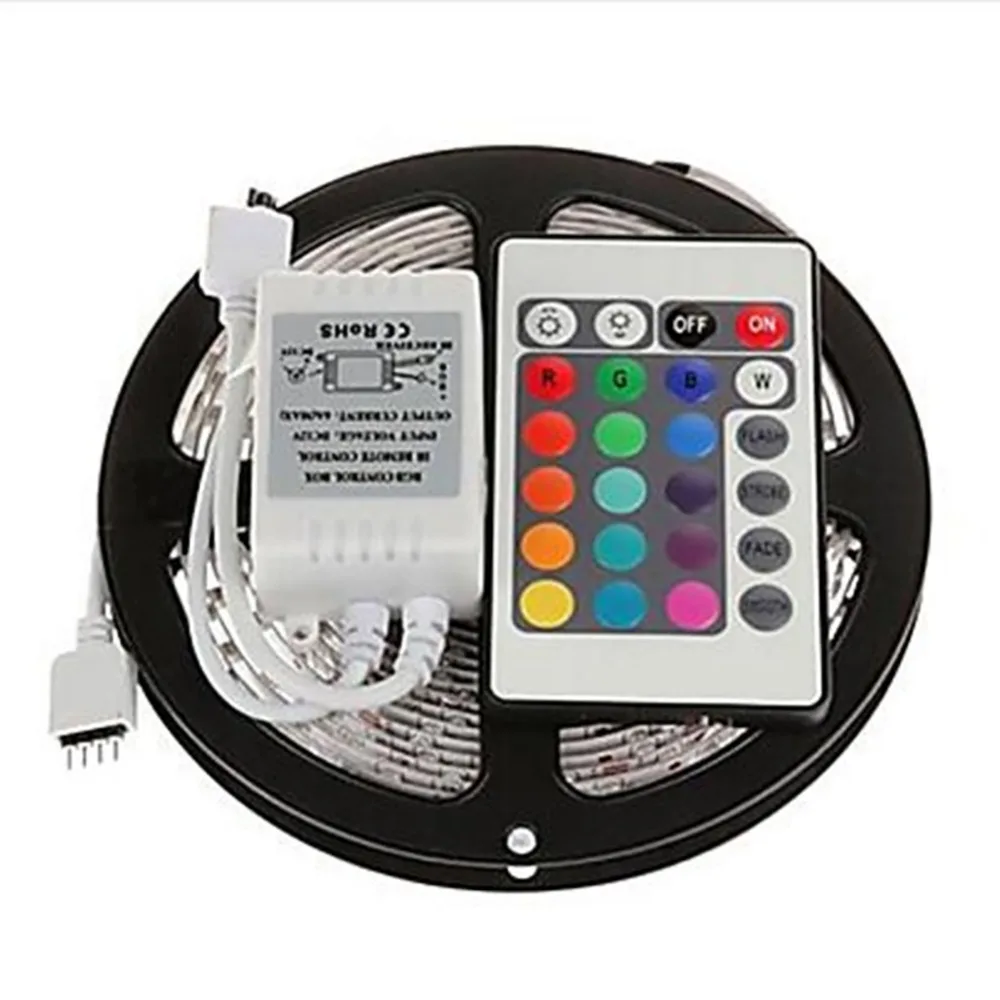 

LED Stip Kit RGB LED Strip DC12V 5M Waterproof Flexible Rope Light 5050 60LED/m,24Key Remote Controller