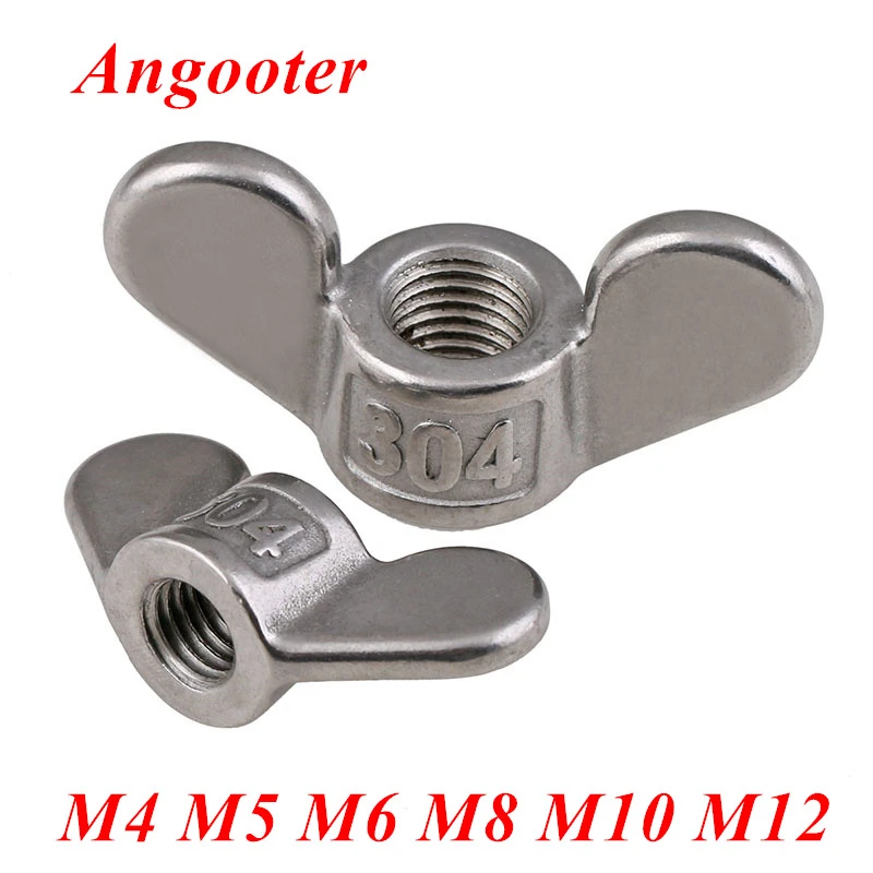 NUTW-06467 M4/M5/M6/M8/M10/M12 Stainless Steel 202 Wing Nuts Butterfly Nuts Thumb Nuts Hardware Fasterners 614 Size: M10 10pcs/ Type: Silver 