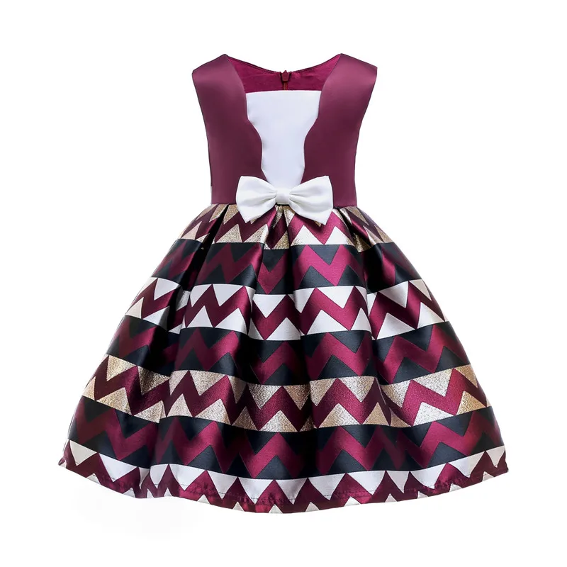

Baby Girls Bowtie Striped Princess Girl Children's Temperament Formal Clothes Kids Light Prom Dress Little Girls Evening Dresses