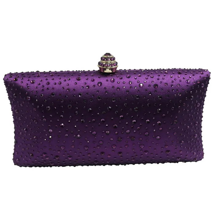 Ярко-оранжевый клатч с кристаллами, вечерние клатчи для женщин, вечерние сумочки с кристаллами и клатч в коробке, черный/зеленый/фиолетовый/серый/золотой - Цвет: Purple
