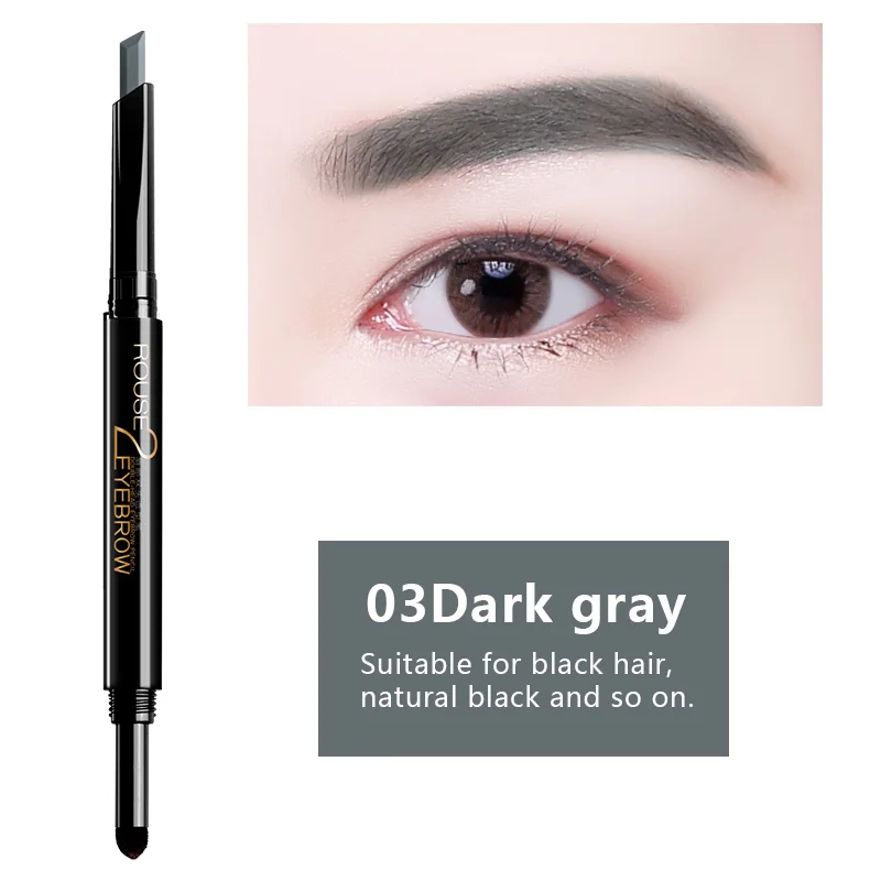 ILISYA, двойной автоматический карандаш для бровей, водостойкий, натуральный, долговечный, коричневый, пигменты, Вращающаяся ручка для татуировки глаз, косметическая - Цвет: 03 Dark gray