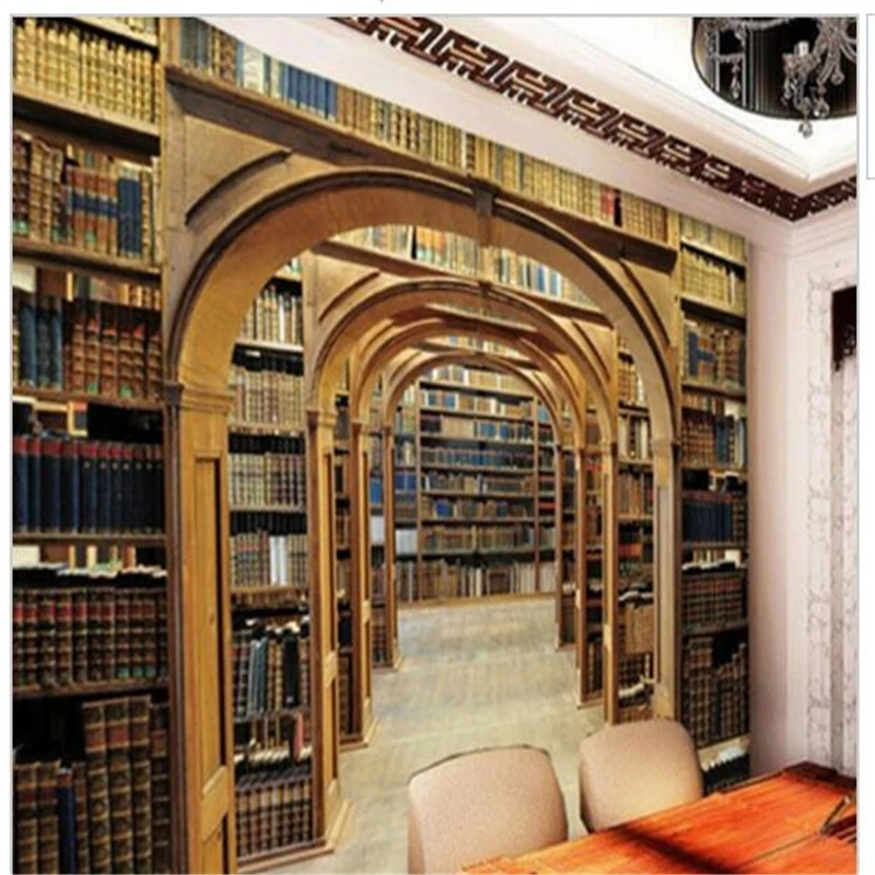 Custom Mural Retro Nostalgia 3D Stereo Bookshelf Wallpaper ...