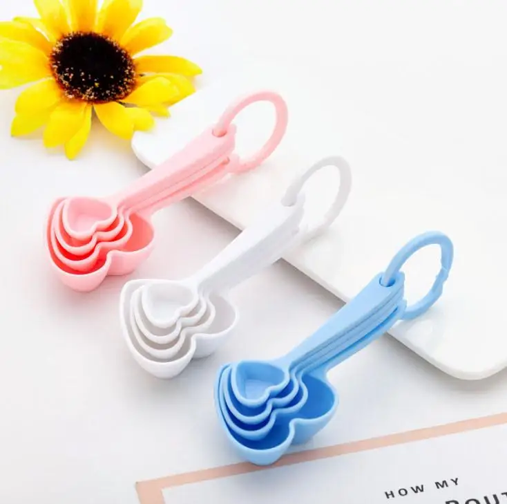 

100 Sets FREE SHIPPING+Heart ABS Measuring Spoons in Gift Box 3 Colors Available Wedding &Bridal Shower Favors Party Gift SN1007