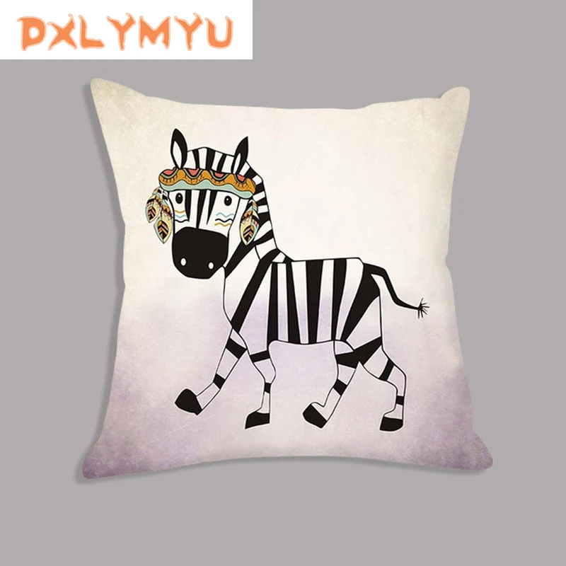 

Square Pillowcase Throw Pillow Case Soft Cushion Cover Indian Style Animals Cushion Giraffe Zebra Print Decorative Cushion