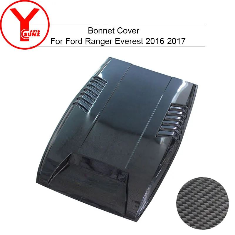 YCSUNZ Белый Черный капот совок Чехлы капота ковш автомобильные запчасти аксессуары для Ford Everest Ranger wildtrak T7 - Цвет: carbon fiber