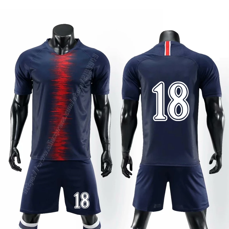 Дизайн футбольного комплекта для взрослых детское футбольное Джерси футбольные тренировочные наборы пустая версия пользовательское имя номерная эмблема Джерси шорты - Цвет: Number 18