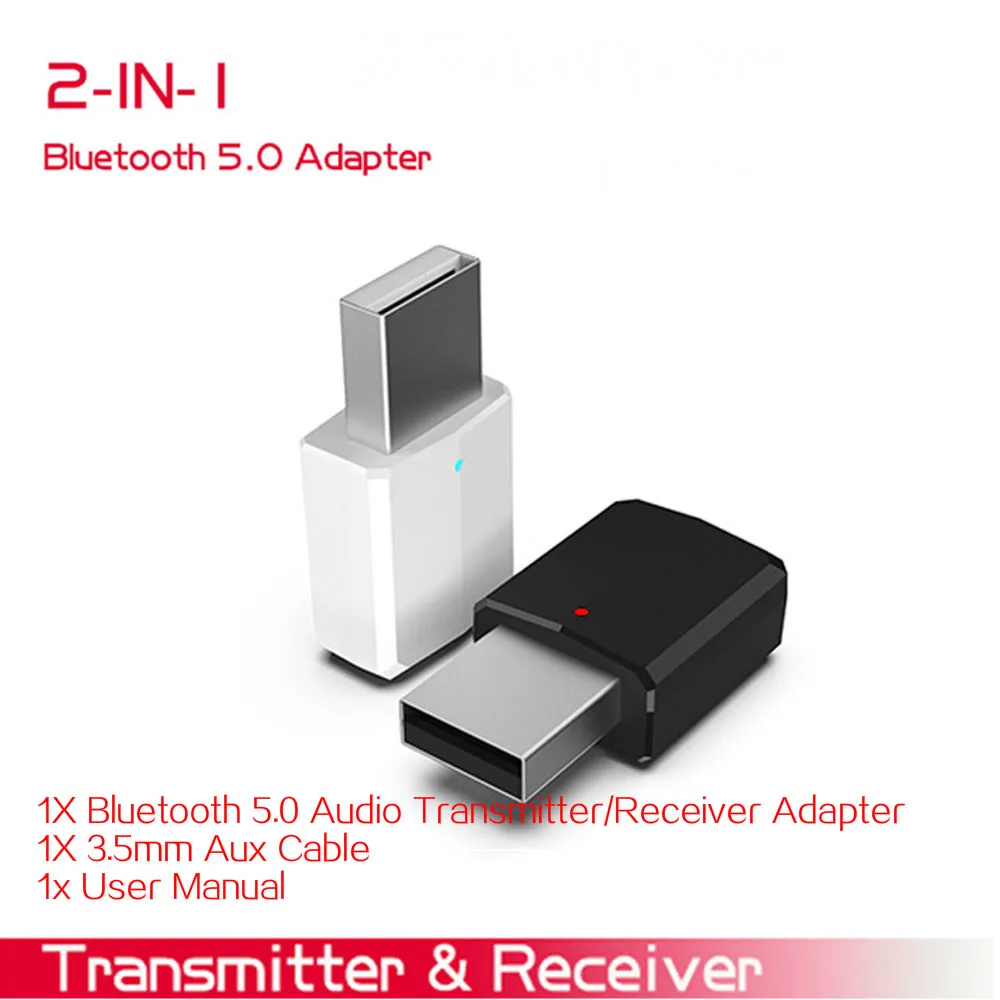 

Portable Mini 2in1 Bluetooth 5.0 Transmitter Receiver 3.5mm AUX USB Wireless Stereo Audio Adapter for Home TV MP3/4 PC Car