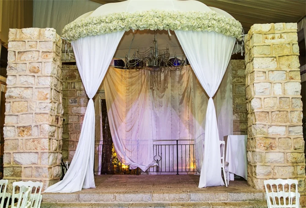 

Laeacco Wedding Ceremony Curtain Chandelier Photography Backgrounds Customized Photographic Backdrops For Photo Studio