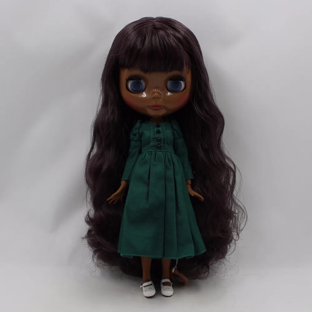 Neo Blythe Doll with Purple Hair, Black Skin, Shiny Cute Face & Custom Jointed Body 1