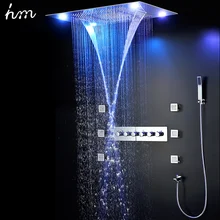 hm 5 Functions Shower Set Modern Luxury European Style Large SUS304 Thermostatic Mixer Waterfall Rainfall Bathroom