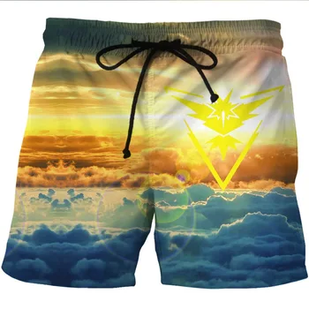 

Fashion Blue Sky Cloud Sunshine Printed 3D Beach Shorts Men Board Shorts 2018 Summer Short Pants Boys Elastic Waist Harajuku