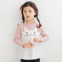 Spring 2016 new girls shirt children sleeved T-shirt embroidered cotton cartoon baby