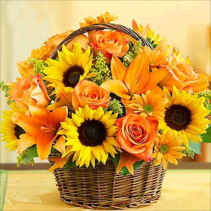 5d diy flower diamond painting cross stitch kits diamond embroidery Sunflower basket picture mosaic pattern home decor GIFT