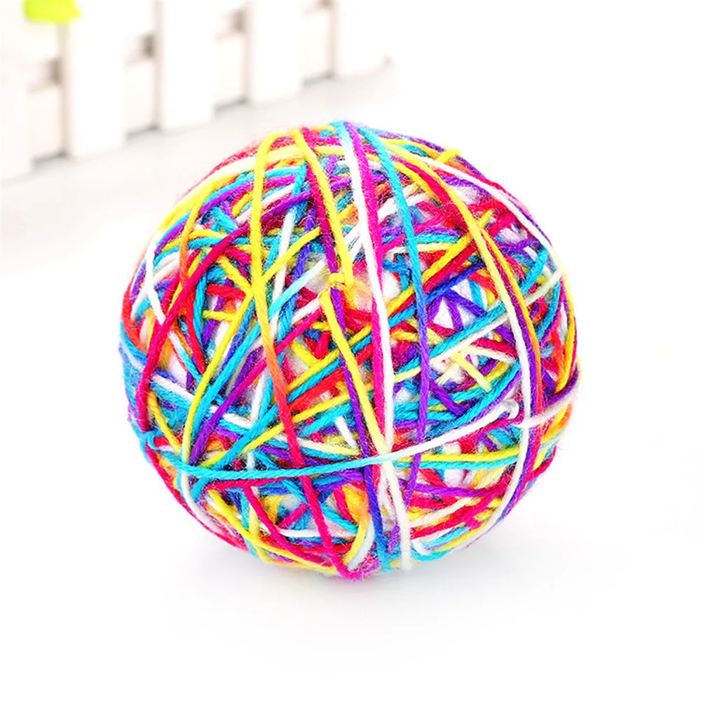 

Pet Cat Toy Colorful Handmade Bells Bouncy Ball Built-In Catnip Interactive Toys For Cat Kitten dog cats intelligence Trainning
