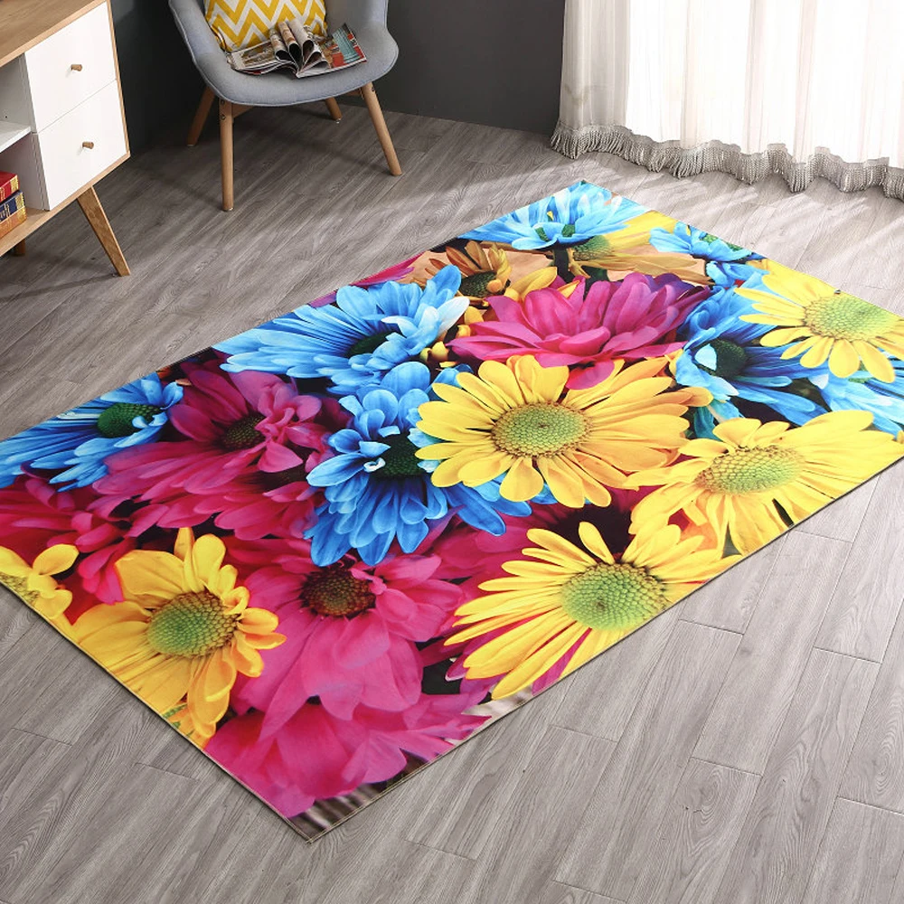3D Daisy/Rose petals/Flower Printed Rug and Carpets For Home Living