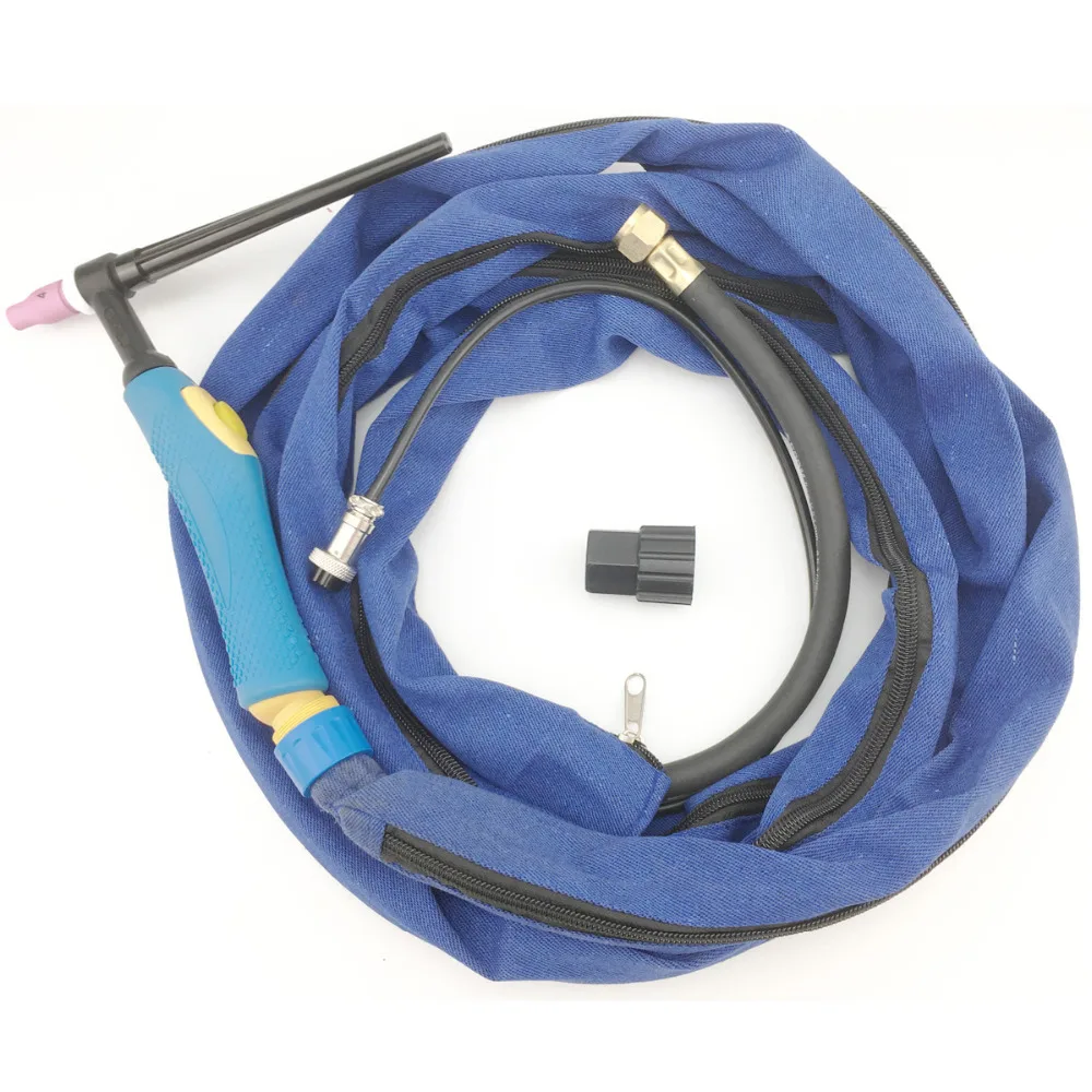 

WP-9F Flex TIG Torch Gas Power Integrated Hose Burner 4M (12.5Feet) Zipper Jeans Cloth Cover Hood 125Amp