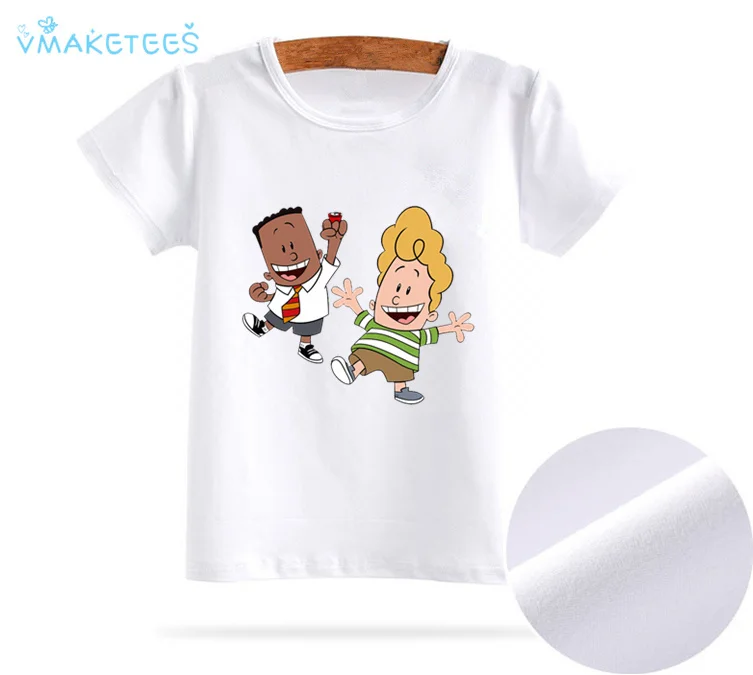 Детские милые трусы с изображением капитана, футболка, детская одежда с короткими рукавами, забавные вечерние футболки с изображением животных, HKP3088 - Цвет: whiteF