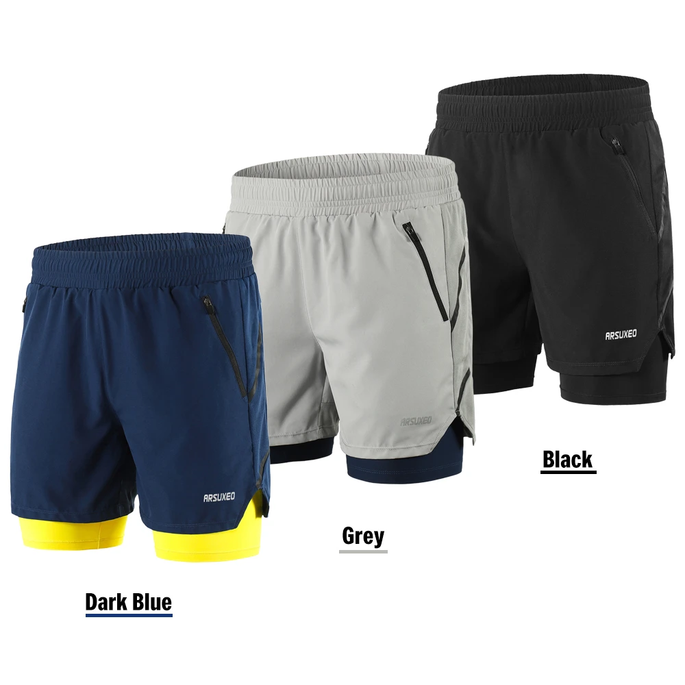 

Lixada Bicycle Shorts Men 2 in 1 Running Shorts Quick Drying Breathable Active Training Exercise Jogging Marathon Cycling Shorts