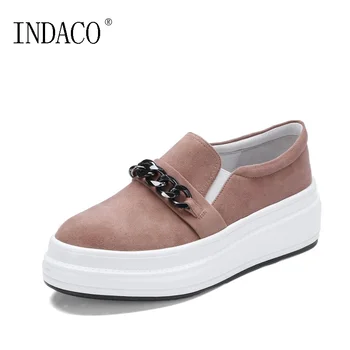 

Women Leather Platform Loafers 2020 Spring Korea Style School Style Flat Solid Big Size Casual Shoes 5cm