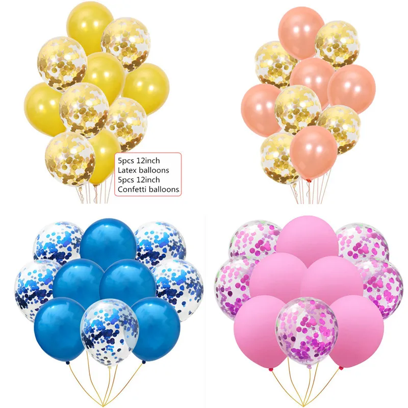10 шт. 12 дюймов металлические цвета латексные шары с днем рождения юбилея свадьбы конфетти гелиевые воздушные шары для украшения вечеринок