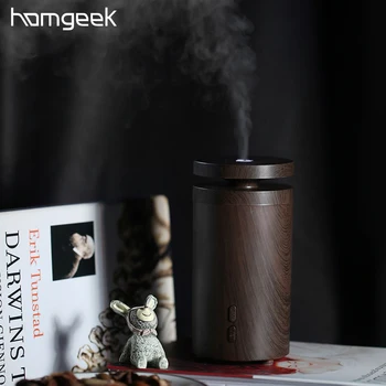 

Homgeek 100ml Car Air Humidifier Aroma Essential Oil Diffuser Aromatherapy 7 Colors LED Light 12W Wood Grain Mist Maker For Home