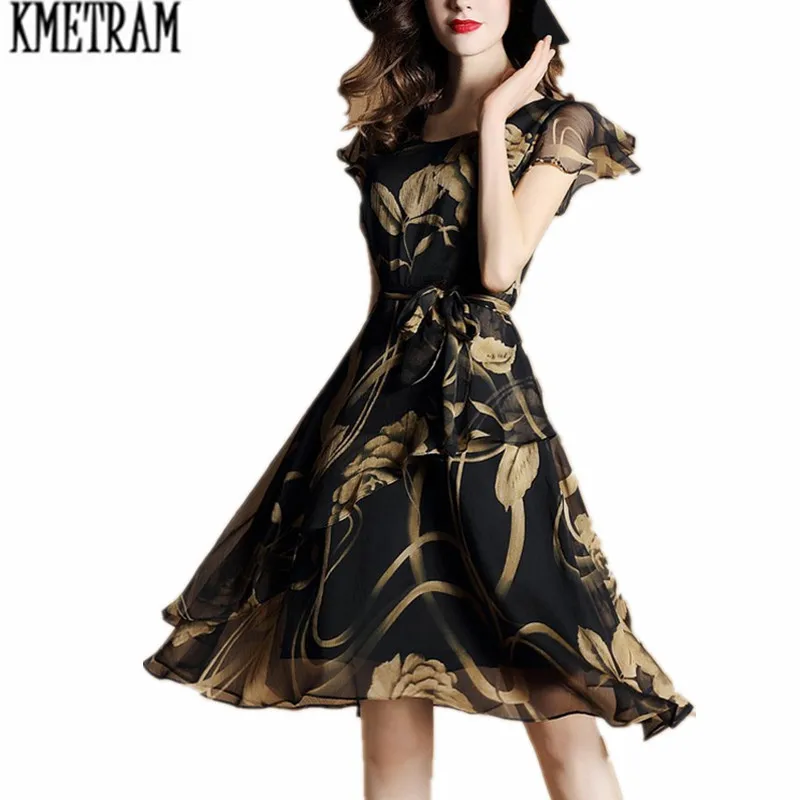 Летнее платье больших размеров KMETRAM женская одежда vestidos mujer с круглым вырезом и