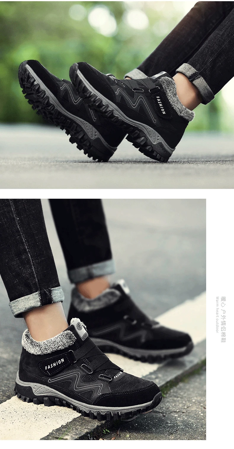Брендовые мужские ботинки; теплые зимние ботинки из кожи с мехом и плюшем; высококачественные водонепроницаемые ботильоны; уличные кроссовки; большие размеры