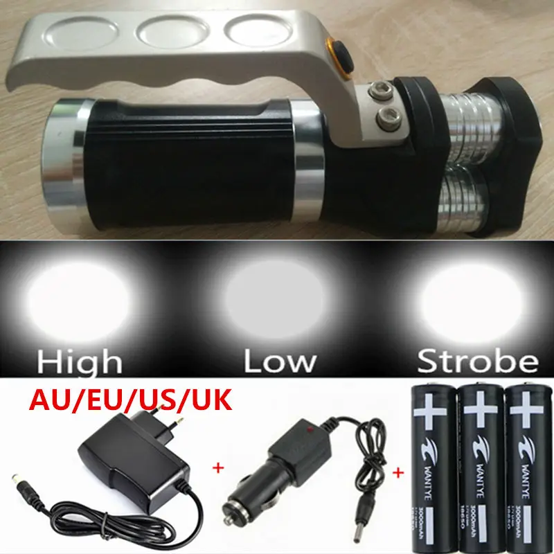 

Rechargeable Tactical Flashlight 6000LM 3xCREE XML T6 LED Flashlights Torch Light 3-Mode Camping light+3x18650 Battery+Charger