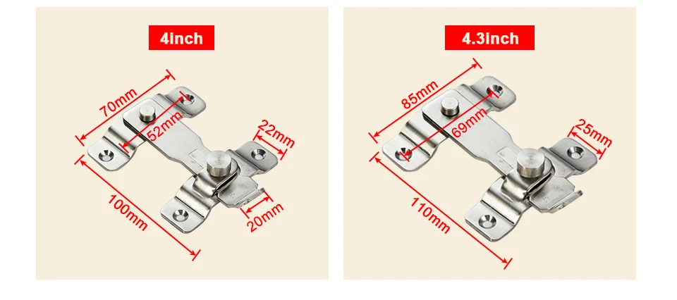 Нержавеющая сталь накладной замок 2/3/4/4,3 дюймов Анти-кражи фиксаторами для ворот домашний дверной замок фиксаторами