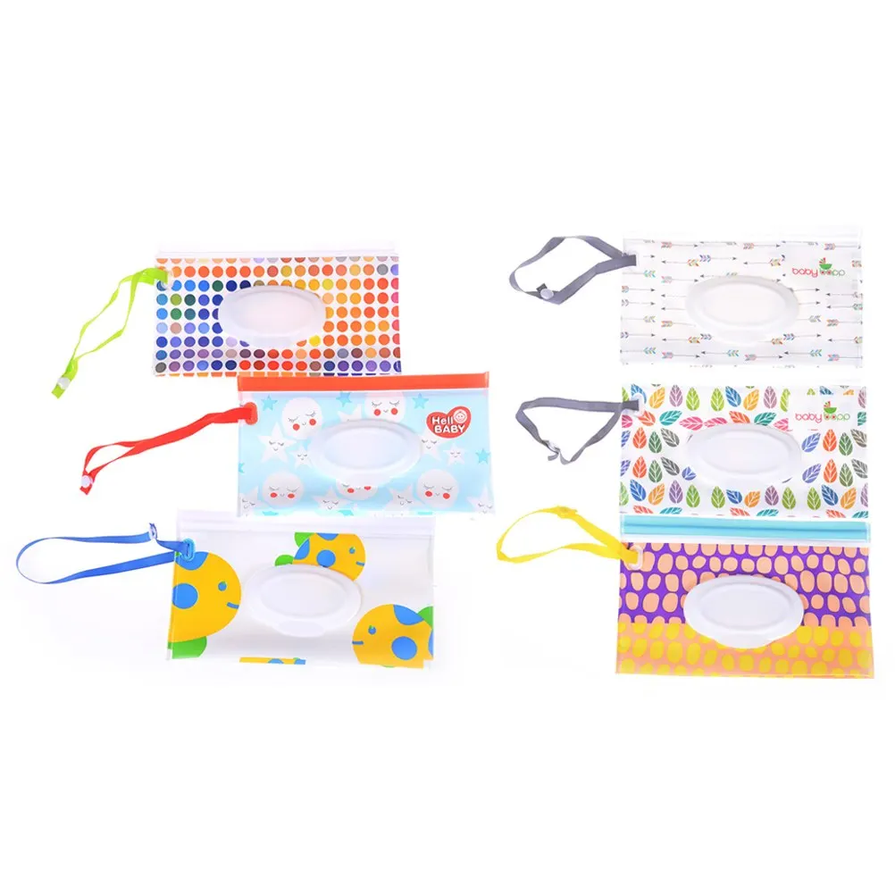 Eco-friendly Wet Wipes Bag Clamshell Cosmetic Pouch Clutch and Clean Easy-carry Snap-strap Wipes Container Wipes Carrying Case