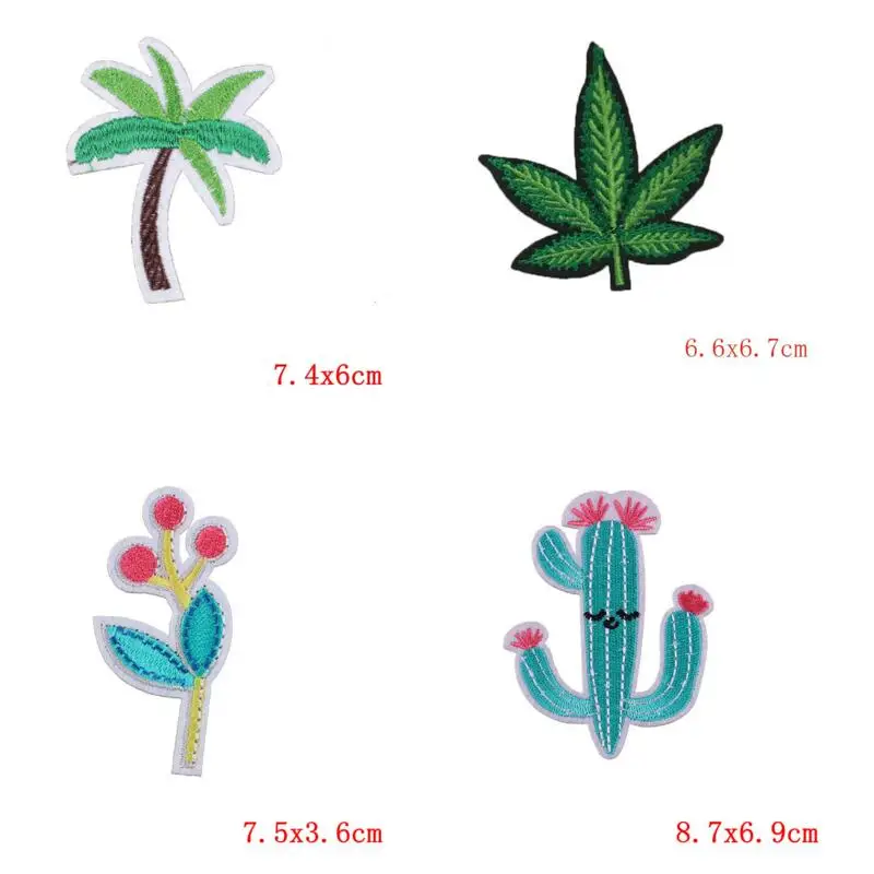 

Patch For Clothes Plant Cactus Embroidered Iron on Patch for Clothing DIY Stripes Clothes Coconut trees Stickers Custom Badges C